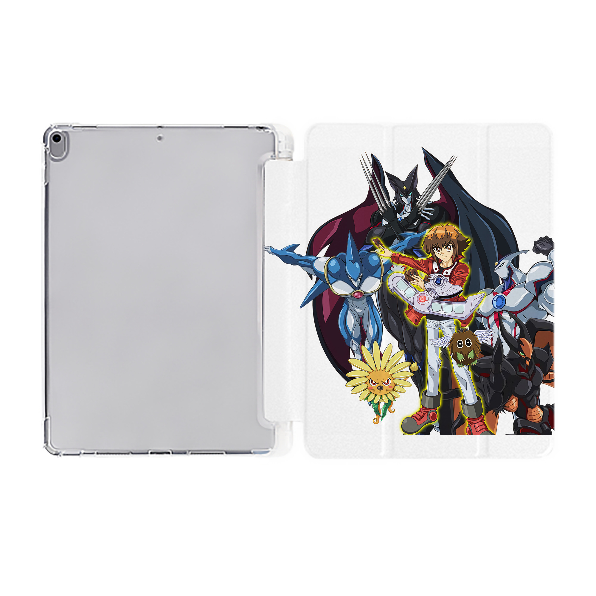 （画像用） 遊☆戯☆王 Yu-Gi-Oh! IPad ケース ペン収納付き 三つ折りスタンド PUレザー×シリコン 対応機種9.5/10.5/10.9インチ